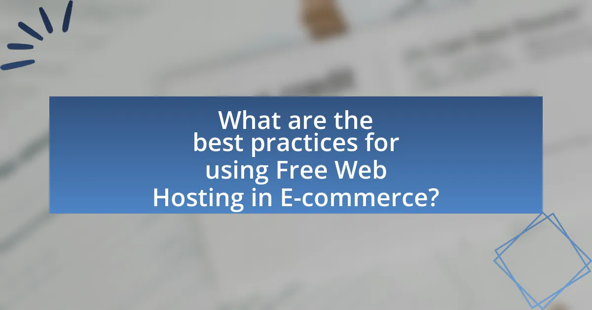 What are the best practices for using Free Web Hosting in E-commerce?